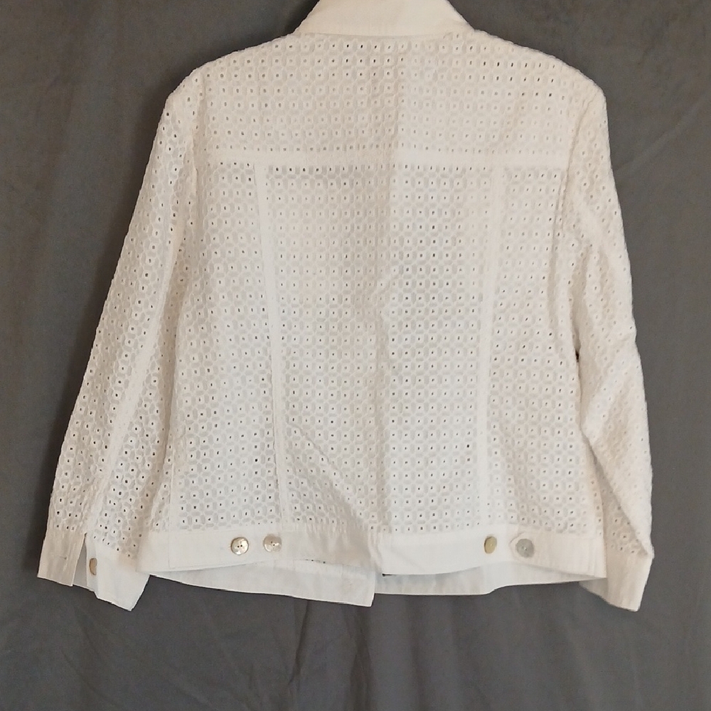 Ruby Rd. White Eyelet Jean Jacket - Picture 6 of 8
